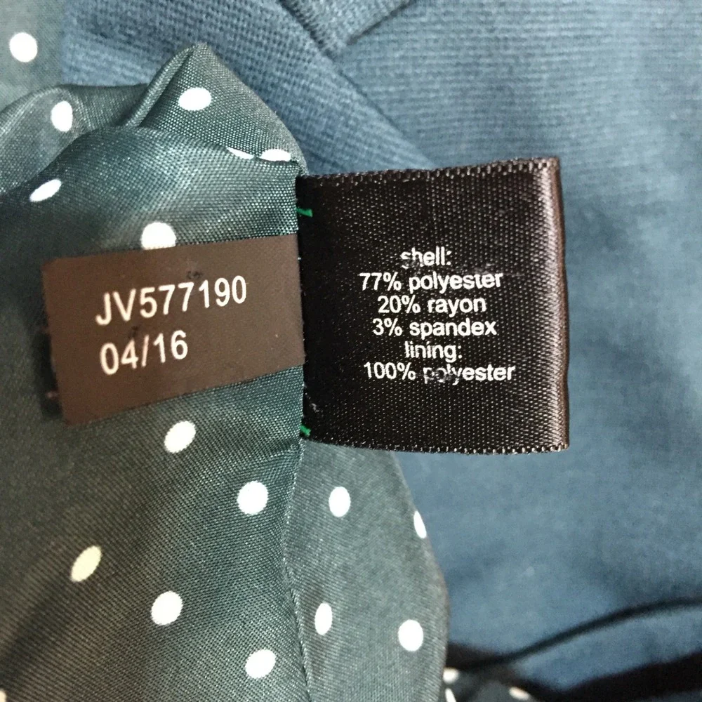 The Limited Womens XL Teal Green Single Button Polka Dot Lined Blazer - Picture 5 of 6